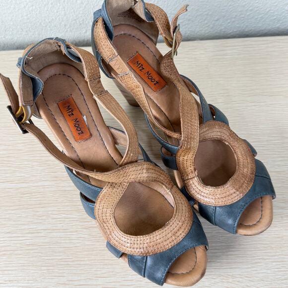 Miz Mooz Petra Wooden Heel Sandals Mod Retro Pinup Fairy Grunge Whimsy Twee 7.5 - Picture 5 of 11